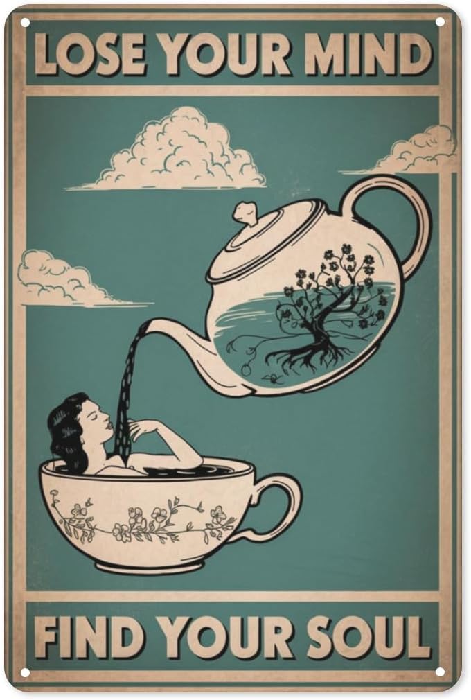 Coffee Tea Nook - Tea Meditation Tin Sign Zen Metal
