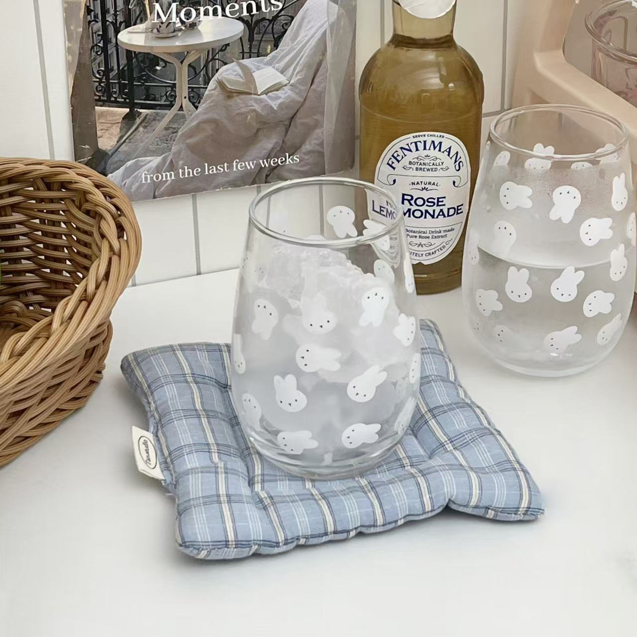 Cute Miffy Rabbit Printed Glas - Coffee Tea ulasan dan harga
