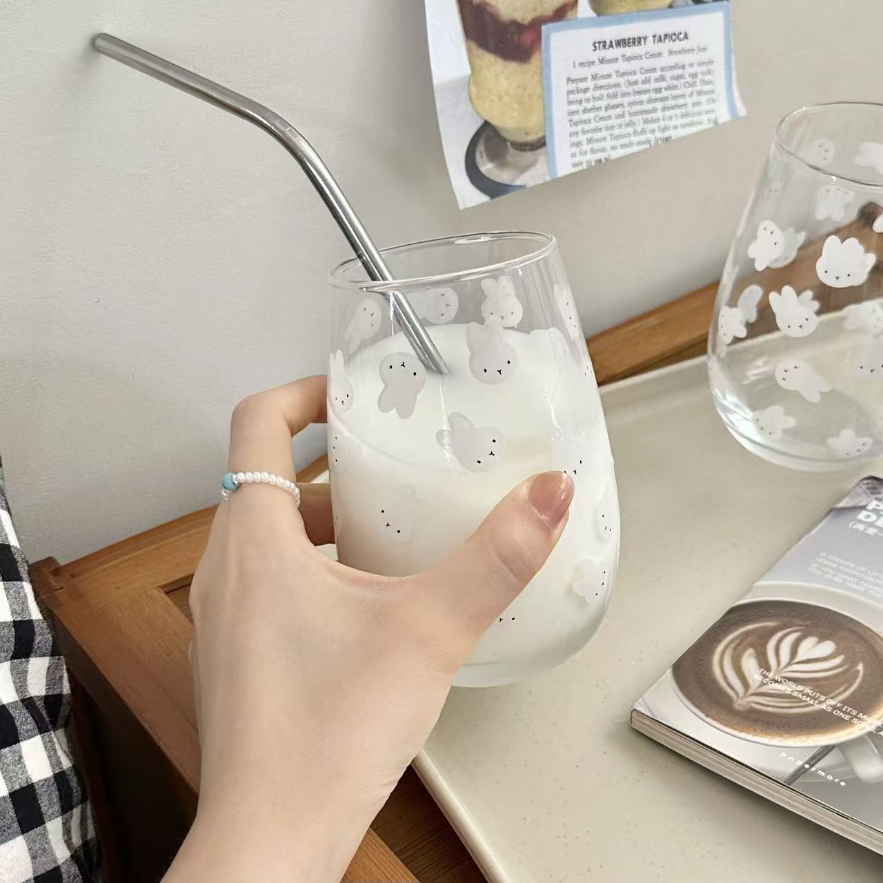 Cute Miffy Rabbit Printed Glas - Coffee Tea ulasan dan harga