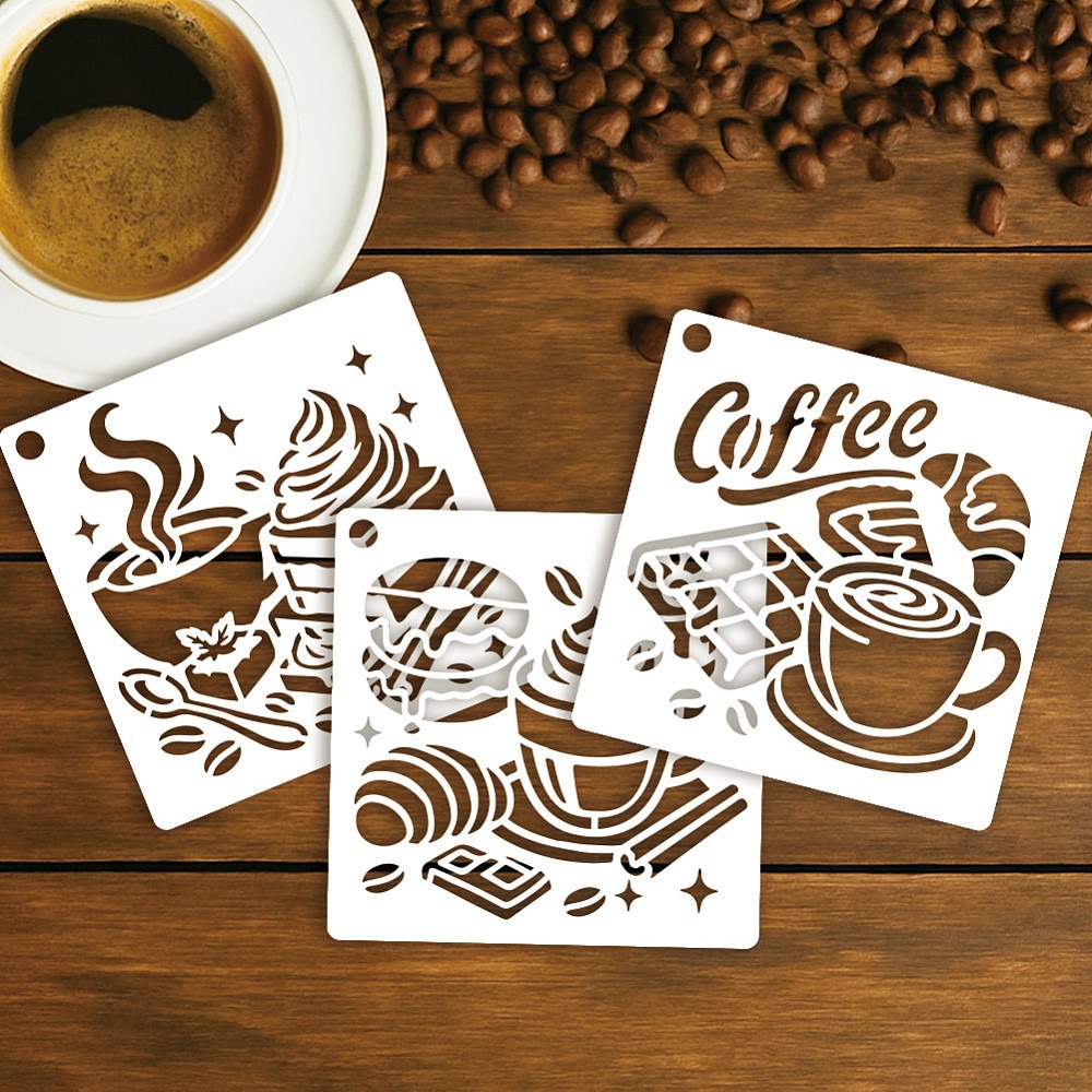 10 Sheets Coffee Stencils for  - Draw Coffee And Tea ulasan dan harga