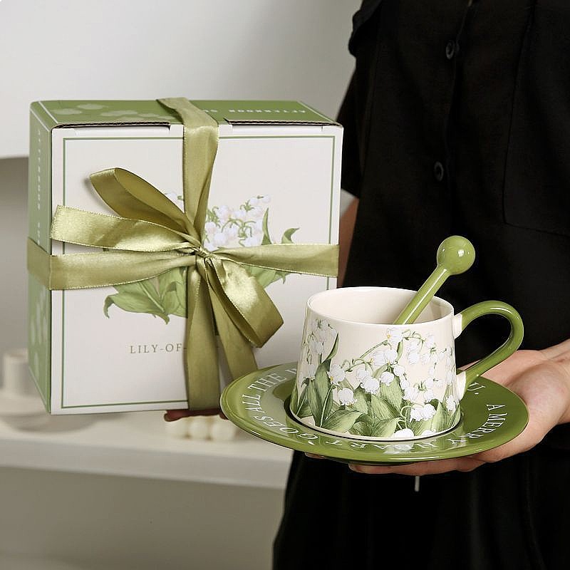Original Hand Painted Lily of  - Valley Tea And Coffee ulasan dan harga