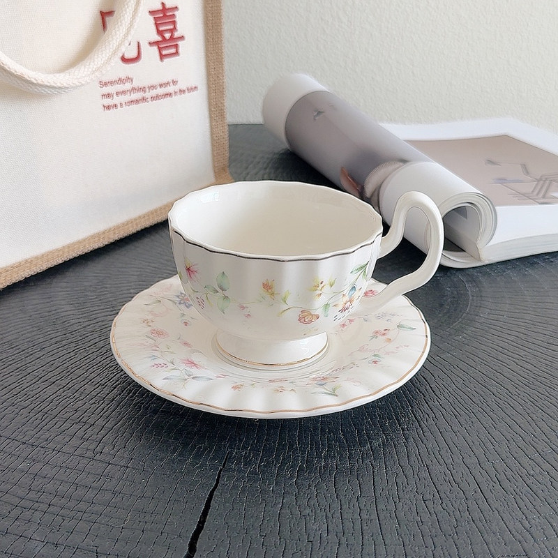 Gold-drawing Floral Print Coff - Draw Coffee And Tea ulasan dan harga