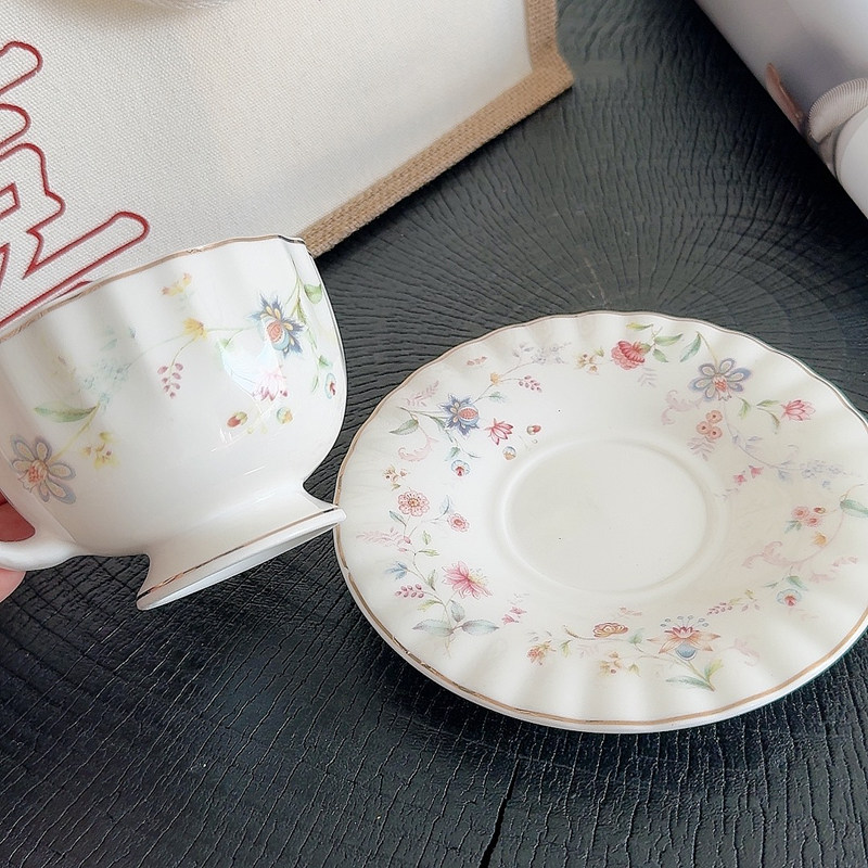 Gold-drawing Floral Print Coff - Draw Coffee And Tea ulasan dan harga
