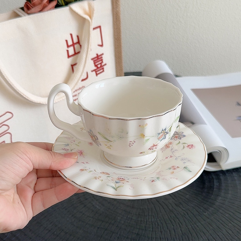 Gold-drawing Floral Print Coff - Draw Coffee And Tea ulasan dan harga