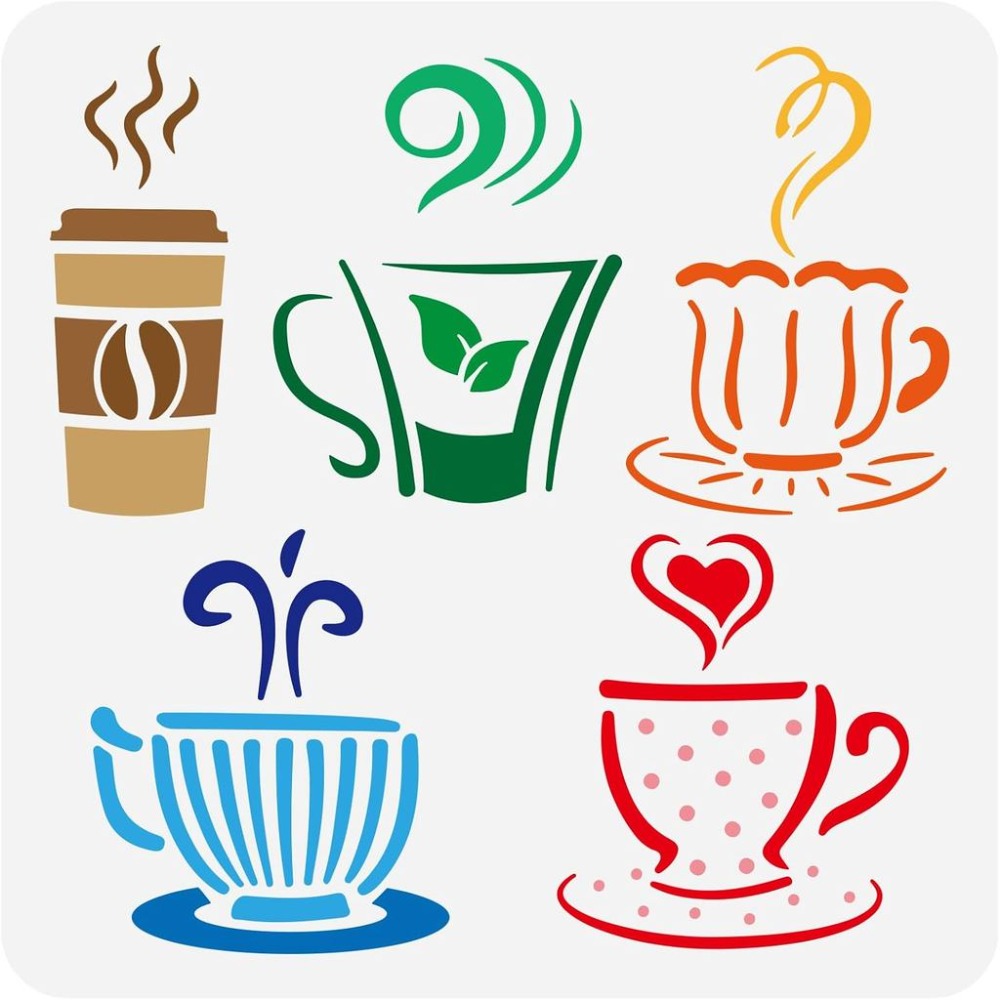 Hot Drinks Stencil for Paintin - Draw Coffee And Tea ulasan dan harga