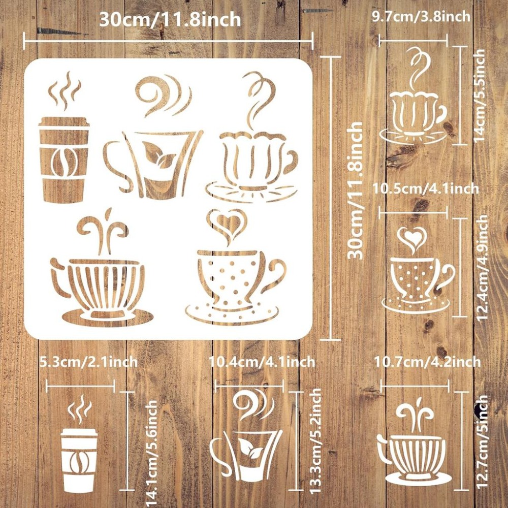Hot Drinks Stencil for Paintin - Draw Coffee And Tea ulasan dan harga