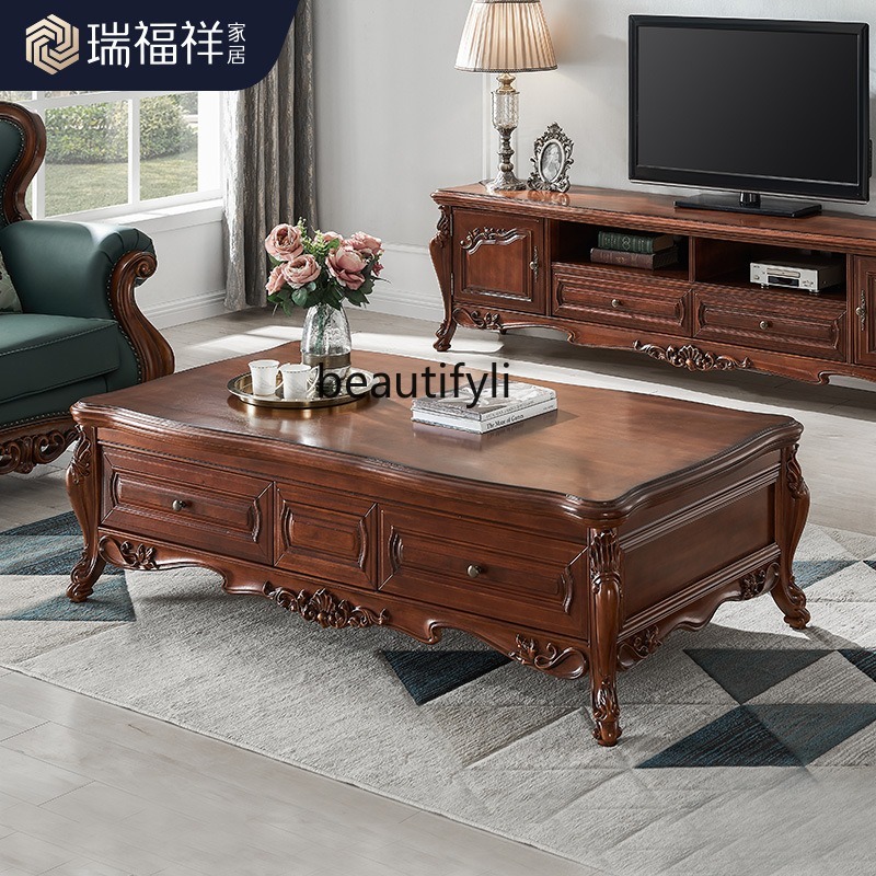 All solid wood coffee table Am - Draw Coffee And Tea ulasan dan harga